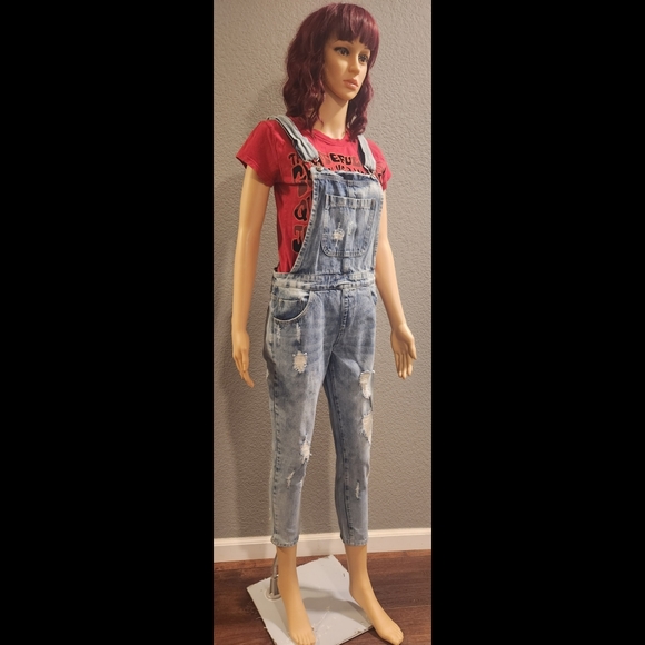 Distressed Denim Overalls - Picture 7 of 16